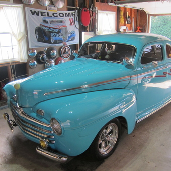 Classic Blue Coupe in Decorated Garage - Dale from Red Hill, PA