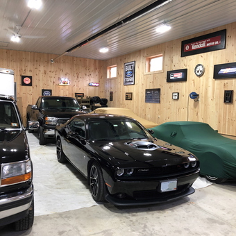 Classic Car Garage with Neon Signs and Wall Decor - Mike from WARNER, NH
