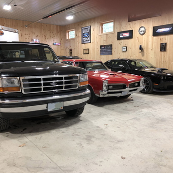 Classic and Modern Cars in Wood Paneled Garage - Mike from WARNER, NH