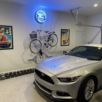 Organized Garage with Mustang, Neon Sign, and Wall Art - Matthew from Greenback, TN