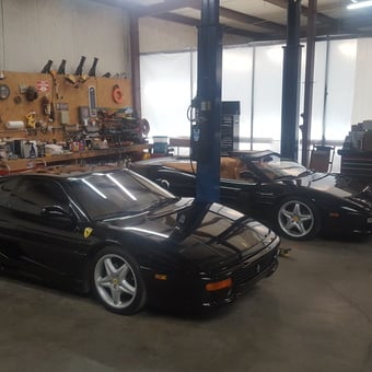 Garage With Black Ferraris, Workbenches, Shelving, Tools - TBSHOPCARS from Roswell, NM