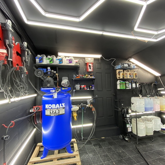 Modern garage with Kobalt air compressor and tools - Fast Freddy from Ballston Spa
