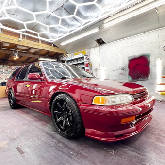 Custom Garage Lighting and Red Wagon Car Display - Forty from Catonsville, MD