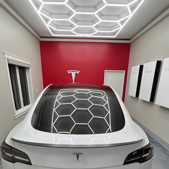 Modern Tesla Garage with Hex LED Lights - Jason from West Salem, WI