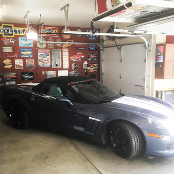 Corvette Garage with Wall Art and Storage Cabinets - Philip from Roseville, CA