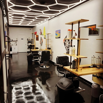 Modern barber shop with LED lights and workstations - ProForm Cut & Shave from Colorado springs, CO
