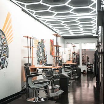 Modern Barbershop with Art, Barber Chairs, and LED Lights - ProForm Cut & Shave from Colorado springs, CO