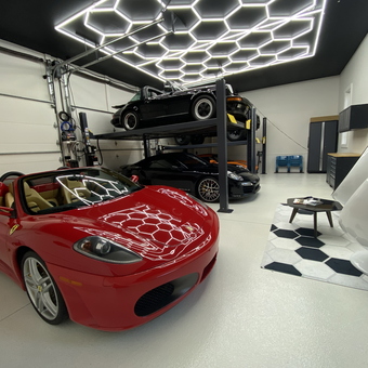 Luxury Garage with Car Lift, LED Lights, Cabinets - Arman from Atlanta, GA