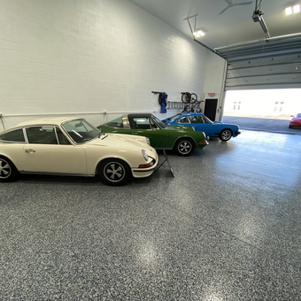 Classic Cars in Epoxy Floor Garage - John from Punta Gorda