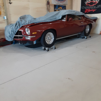 Classic Camaro on Car Dollies with Wall Banners - Greg from Coopersville, MI