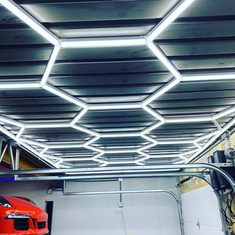 Hexagon LED Garage Ceiling Lights with Car Lift - Brian from Cincinnati, OH
