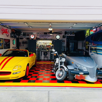 Colorful Garage with Classic Cars and Wall Decor - Mahaff from Houston, TX