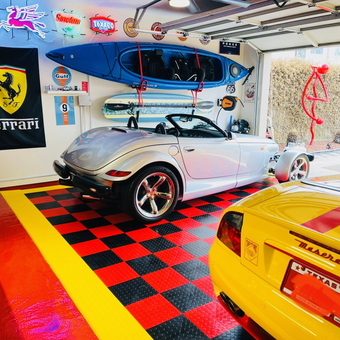Colorful Garage with Sports Cars and Neon Signs - Mahaff from Houston, TX