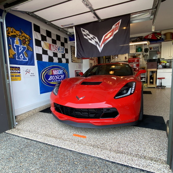 Corvette Garage With Racing Flags And Epoxy Floor - Rob from Gallatin, TN