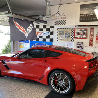 Corvette Garage Decor with Racing Signs and Flags - Rob from Gallatin, TN