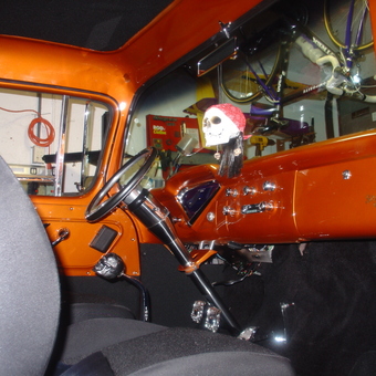 Custom Orange Classic Car Interior with Skull Accents - Jorge from Boynton Beach, FL