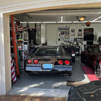 Organized Garage with Corvettes, Ladder, and Tools - Bob from Hobe Sound, NJ