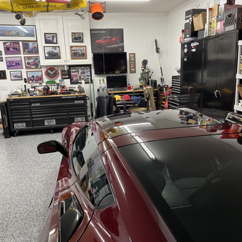 Organized garage with tool storage cabinets and sports car - Bob from Hobe Sound, NJ