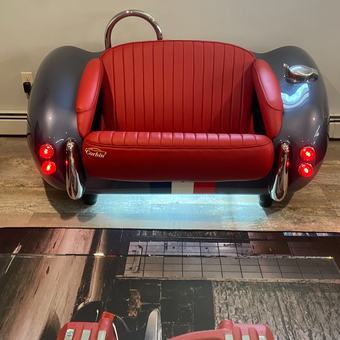 Classic Car Rear End Sofa with Red Upholstery - Kevin