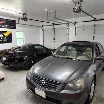 Organized Two Car Garage with Corvette Decor - Robert from Southwick, MA