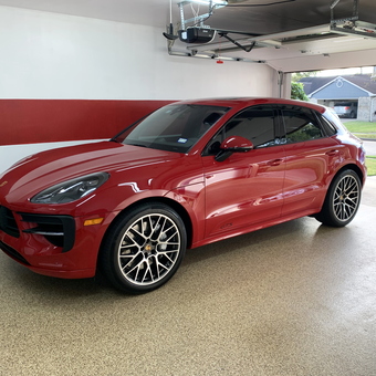 Red Porsche SUV in Clean Epoxy Floor Garage - Keith from La Porte, TX