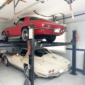 Classic Corvette Garage with Car Lift and Tools - Robert