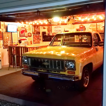 Classic Chevy Truck and Decorated Garage Bar - Bid from Mason, MI