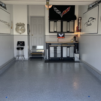 Corvette Themed Garage with Cabinets and Decor - Dave from Easton, PA
