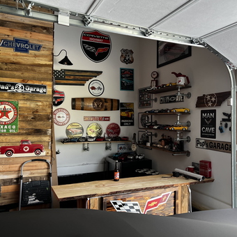 Garage Bar with Vintage Signs and Shelves - Fitz from Beechgrove, TN