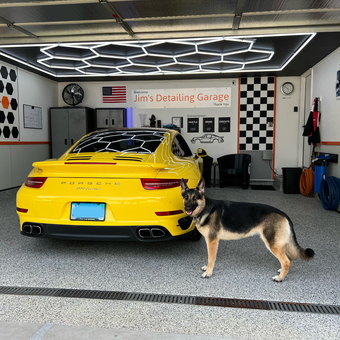 Modern Garage with Porsche, Cabinets and LED Lights - Jim's Detailing