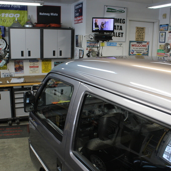 Garage with Metal Cabinets, Workbench, and Wall Storage - Scott from New Milford, CT