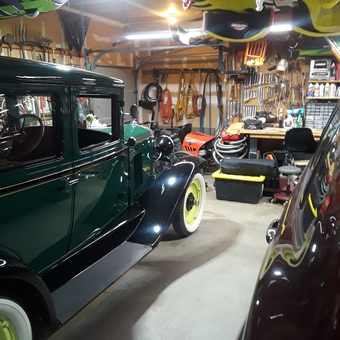 Classic Cars, Wall Tool Storage, and Overhead Racks - Rick from Goshen, CT