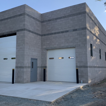 Modern block garage with dual bay doors - Ford_Doctor from Prescott, AZ