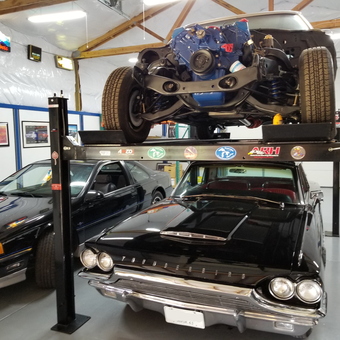 Classic Car Garage with Lift and Wall Decor - T-bird Tommy from Washougal, WA