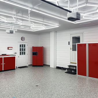 Modern Garage with Red Cabinets and Tool Chest - Nate from Mosinee, WI
