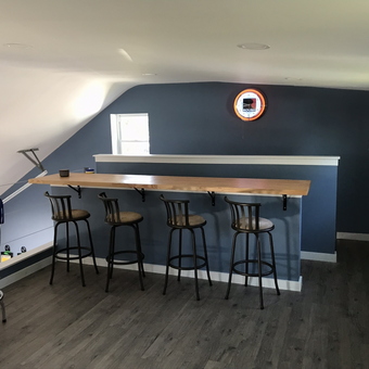 Garage Bar with Ford Stools and Neon Clock - Spaz from Bensalem PA