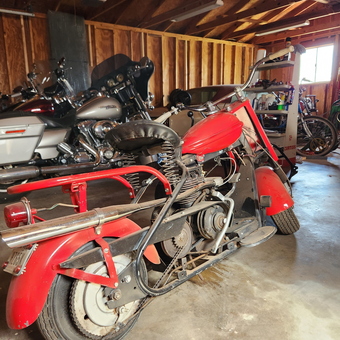 Classic Motorcycles and Tools in Organized Garage - Mason from Temple, TX