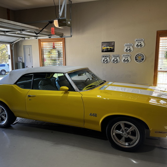 Yellow Classic Convertible and Route 66 Signs - Tim from La Grange, TX