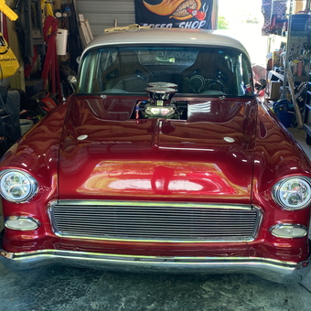Classic Red 1955 Chevy Bel Air in Custom Garage - Stephen from Corpus Christi, TX