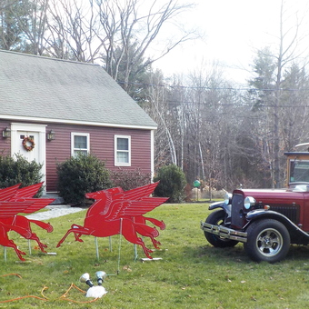 Classic Woody Wagon with Pegasus and Reindeer Yard Art - Jim from Sterling, MA