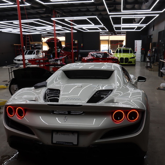 Modern garage with luxury sports cars and LED lighting - Jamie from Westlake Village, CA