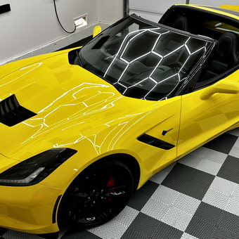 Yellow Corvette and Checkered Garage Floor Tiles - Anonymous from Thousand Oaks, CA