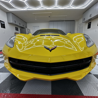 Yellow Corvette in Modern Garage with LED Lighting - Anonymous from Thousand Oaks, CA