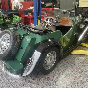 Classic Roadster on Lift with Tool Storage - Ron from Fallbrook, CA