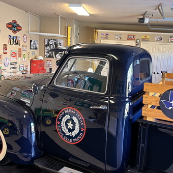 Classic Chevy Truck and Vintage Signs in Garage - Dan from TX
