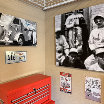 Vintage Car Wall Art, License Plate, and Red Toolbox - Dan from TX