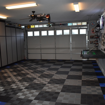 Garage with Modular Floor Tiles and Storage Cabinets - Ron from Buckeye, AZ
