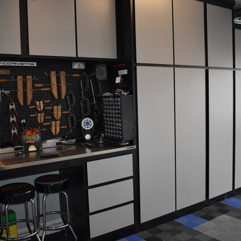 Modern Garage With Storage Cabinets and Pegboard Tools - Ron from Buckeye, AZ