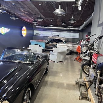 Classic Cars, Motorcycles, and Neon Signs in Custom Garage - Mike from Springfield, MO