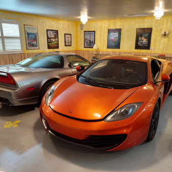 Luxury Sports Cars and Wall Art in Finished Garage - Ted from Gardnerville, NV